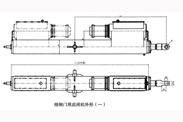 倾倒式闸门集成液压启闭机安装尺寸参数及安装示意图