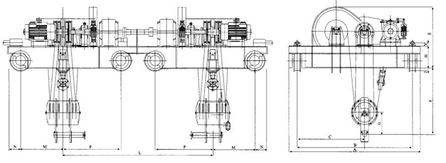 2x40T-2x100T移动式卷扬启闭机技术参数及结构图