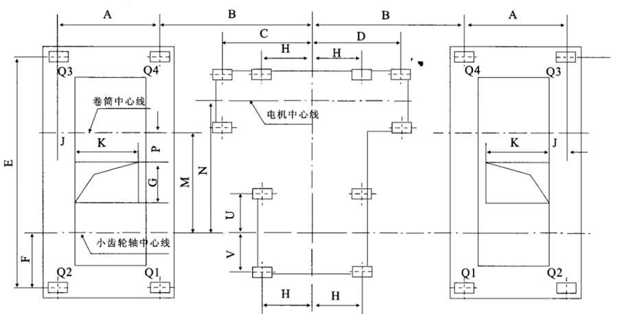 2*5T-2*37.5T弧门卷扬启闭机安装布置图