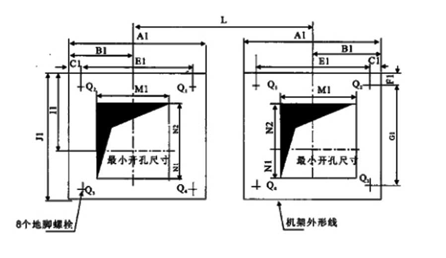 2*16T-2*40T弧门卷扬启闭机安装基础及预埋件布置图