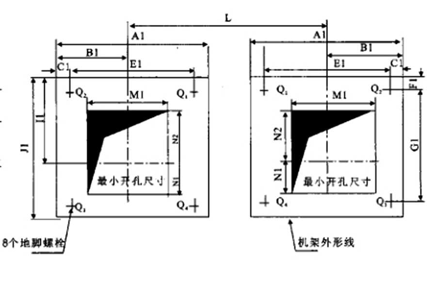 2*63-2*125T弧门卷扬启闭机基础预埋件布置图